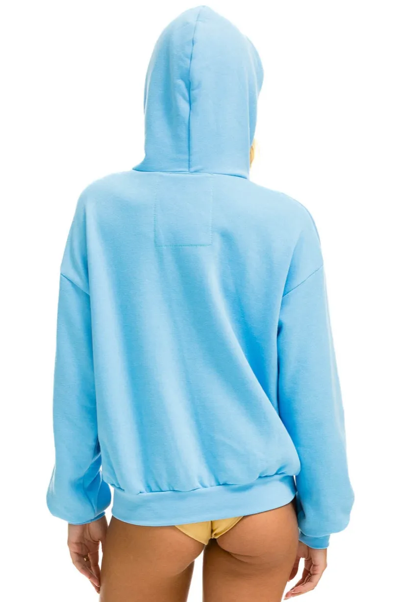 AVIATOR NATION UNISEX 5 STRIPE RELAXED ZIP HOODIE - SKY BLUE