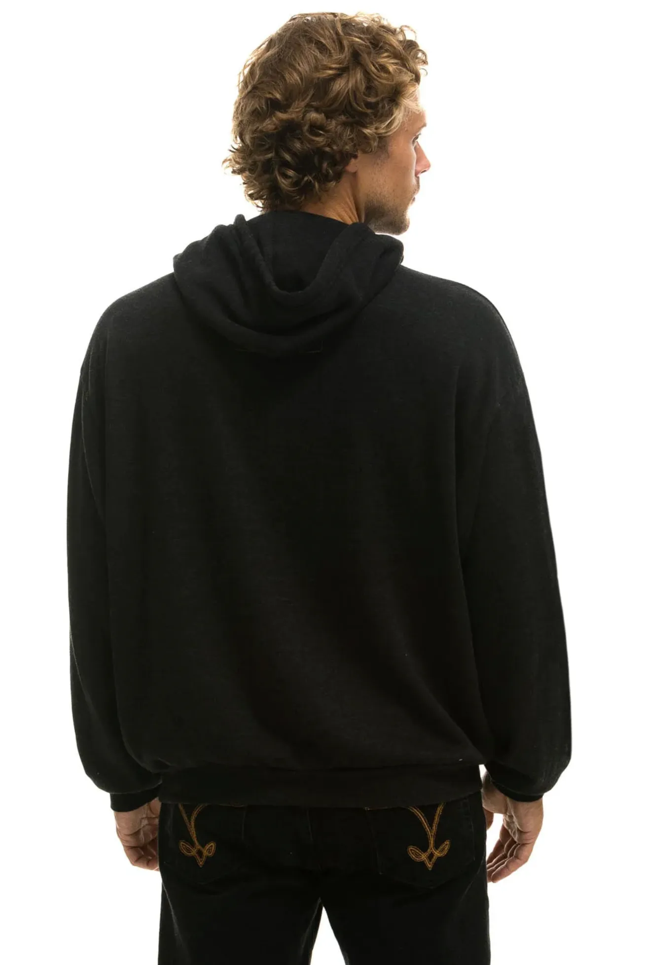 AVIATOR NATION UNISEX LOGO PULLOVER RELAXED HOODIE - BLACK