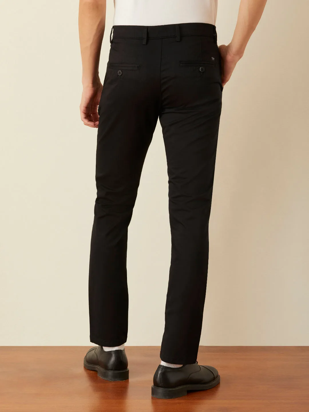 Black Plain Slim Fit Trousers