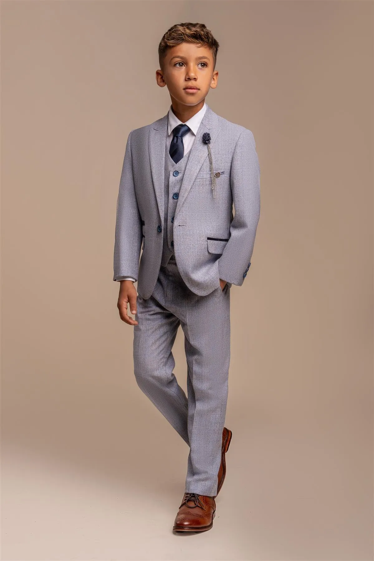 Boys Caridi Sky Three Piece Suit