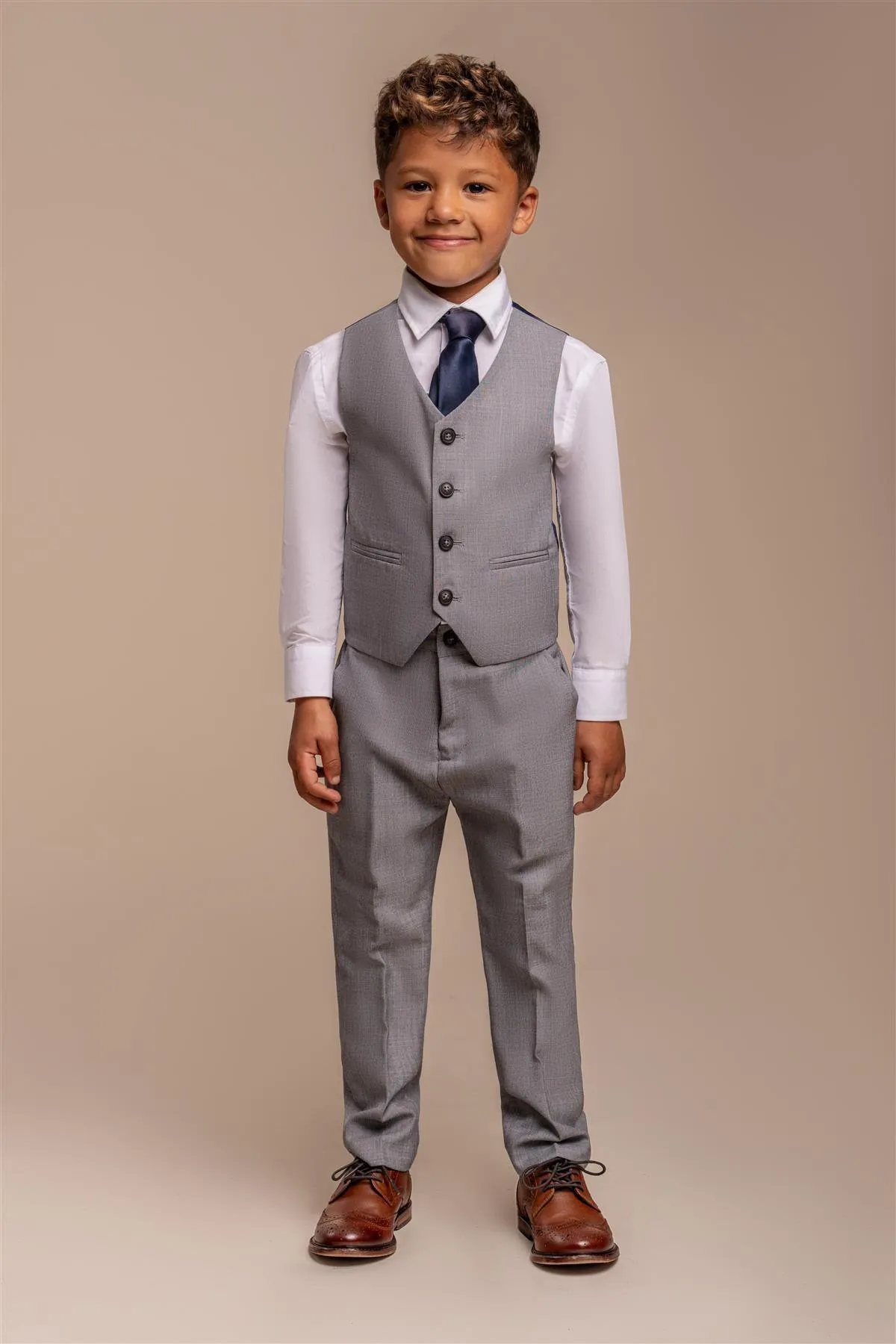 Boys Reegan Grey Three Piece Suit