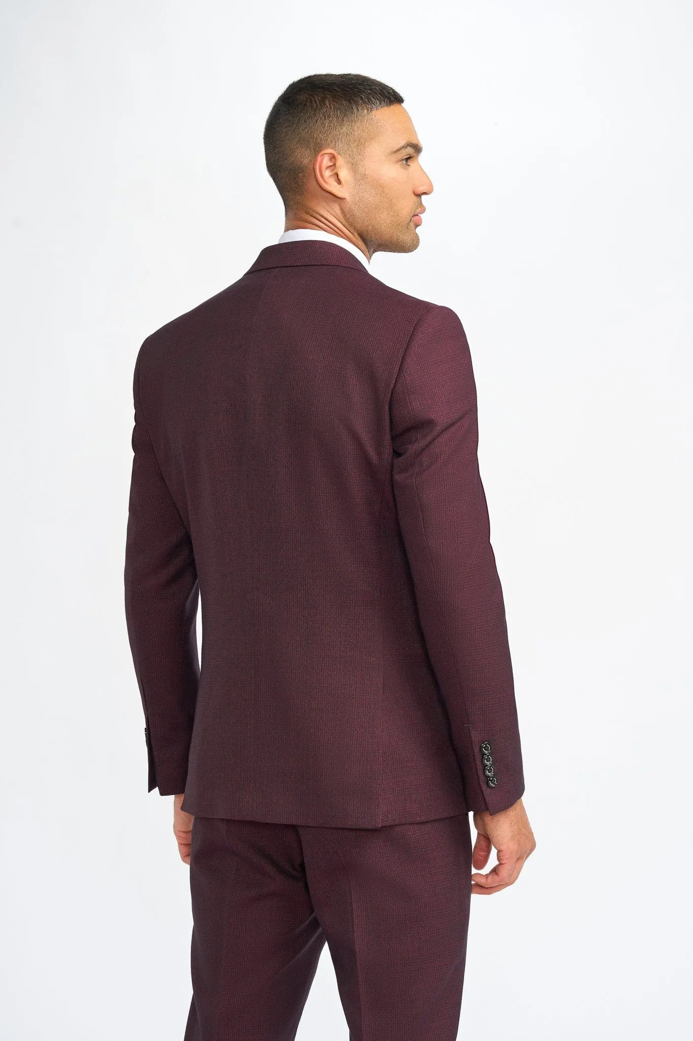 Caridi Wine Three Piece Suit