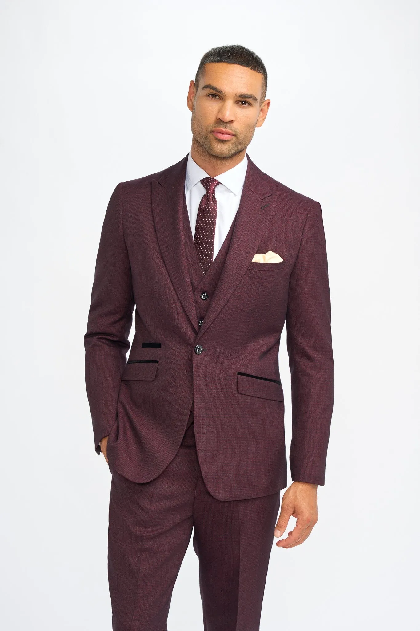 Caridi Wine Three Piece Suit