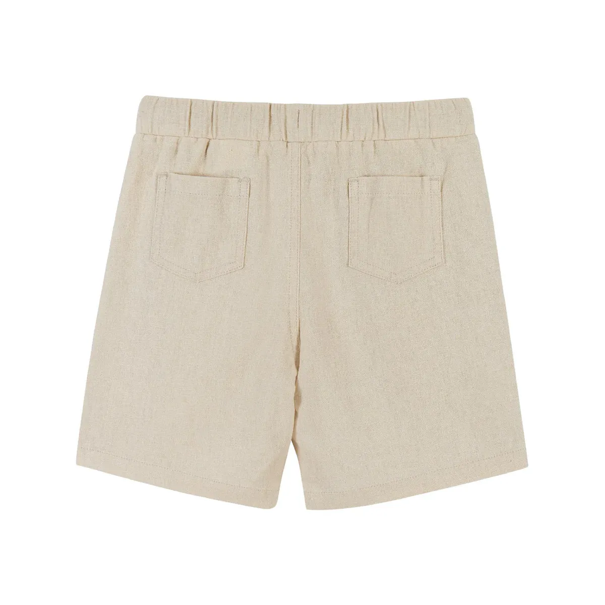 Chambray Drawstring Short-Beige