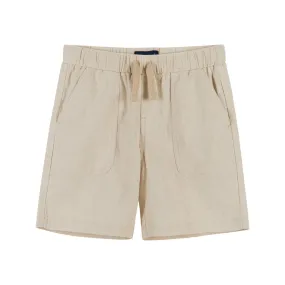 Chambray Drawstring Short-Beige