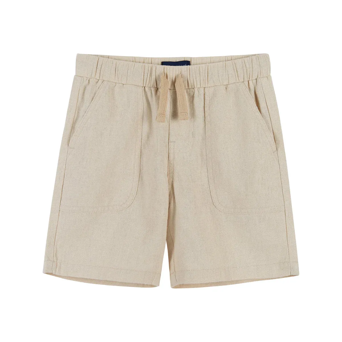 Chambray Drawstring Short-Beige