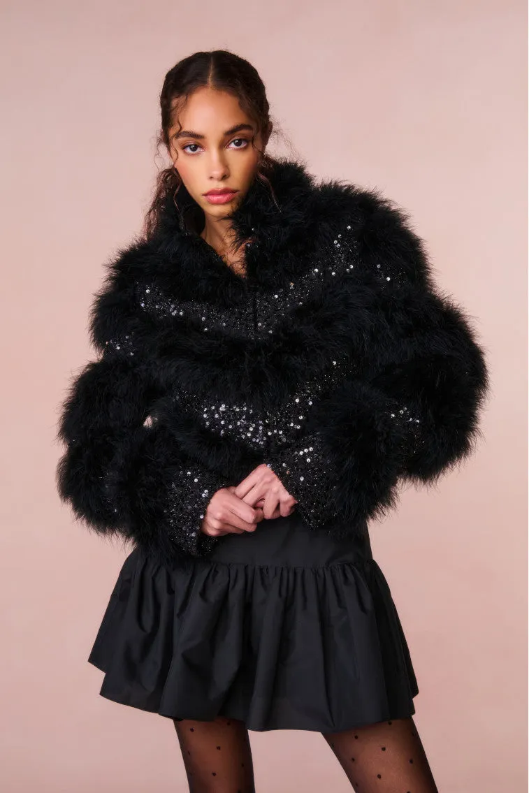 Curran Sequin Feathered Jacket