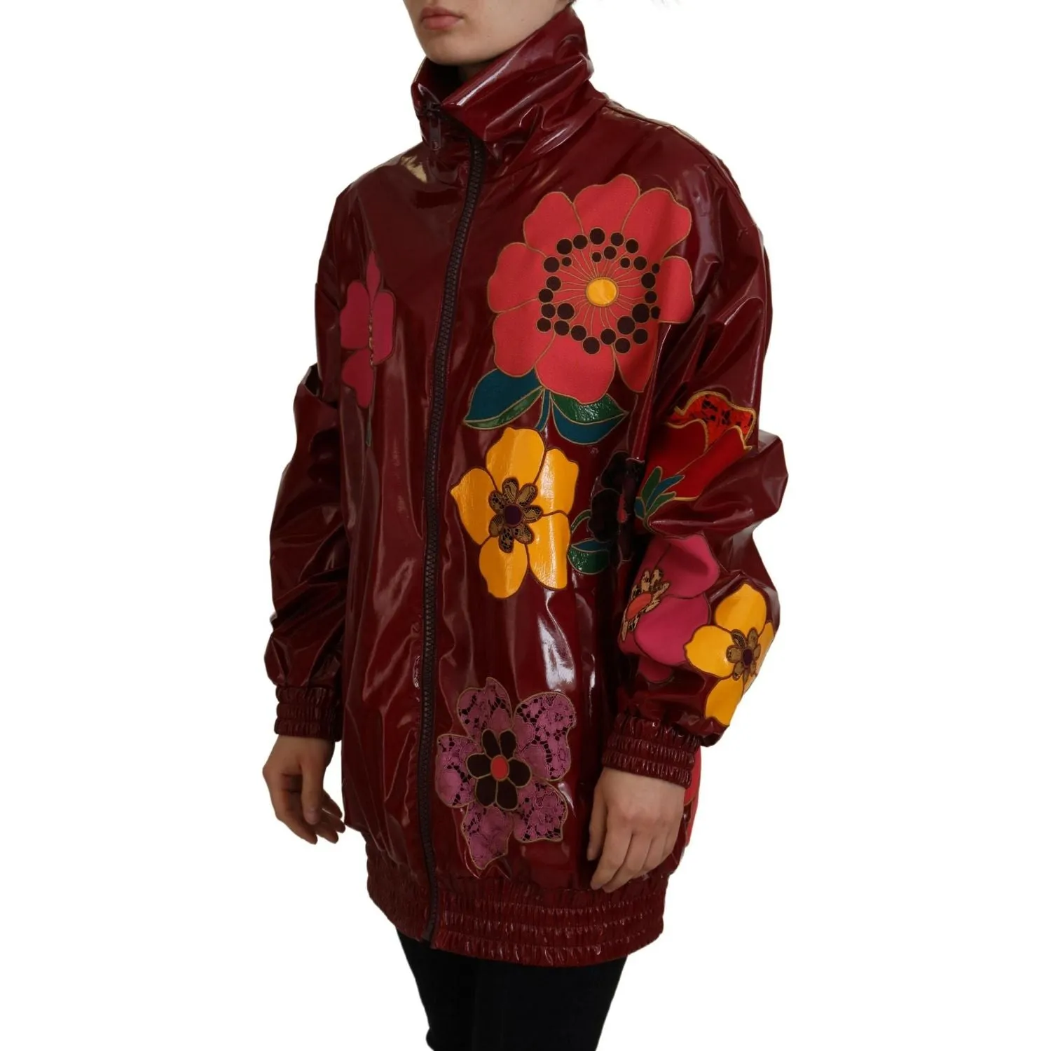 Dolce & Gabbana Maroon Floral Luxe Jacket