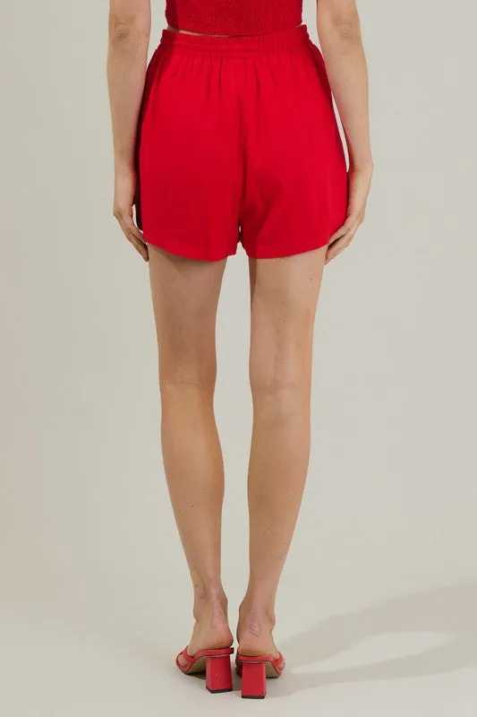 Drawstring Shorts- Red