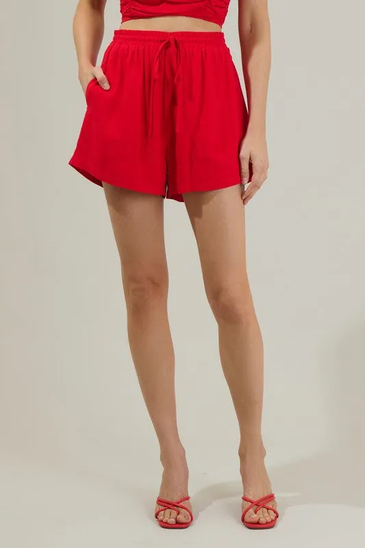 Drawstring Shorts- Red