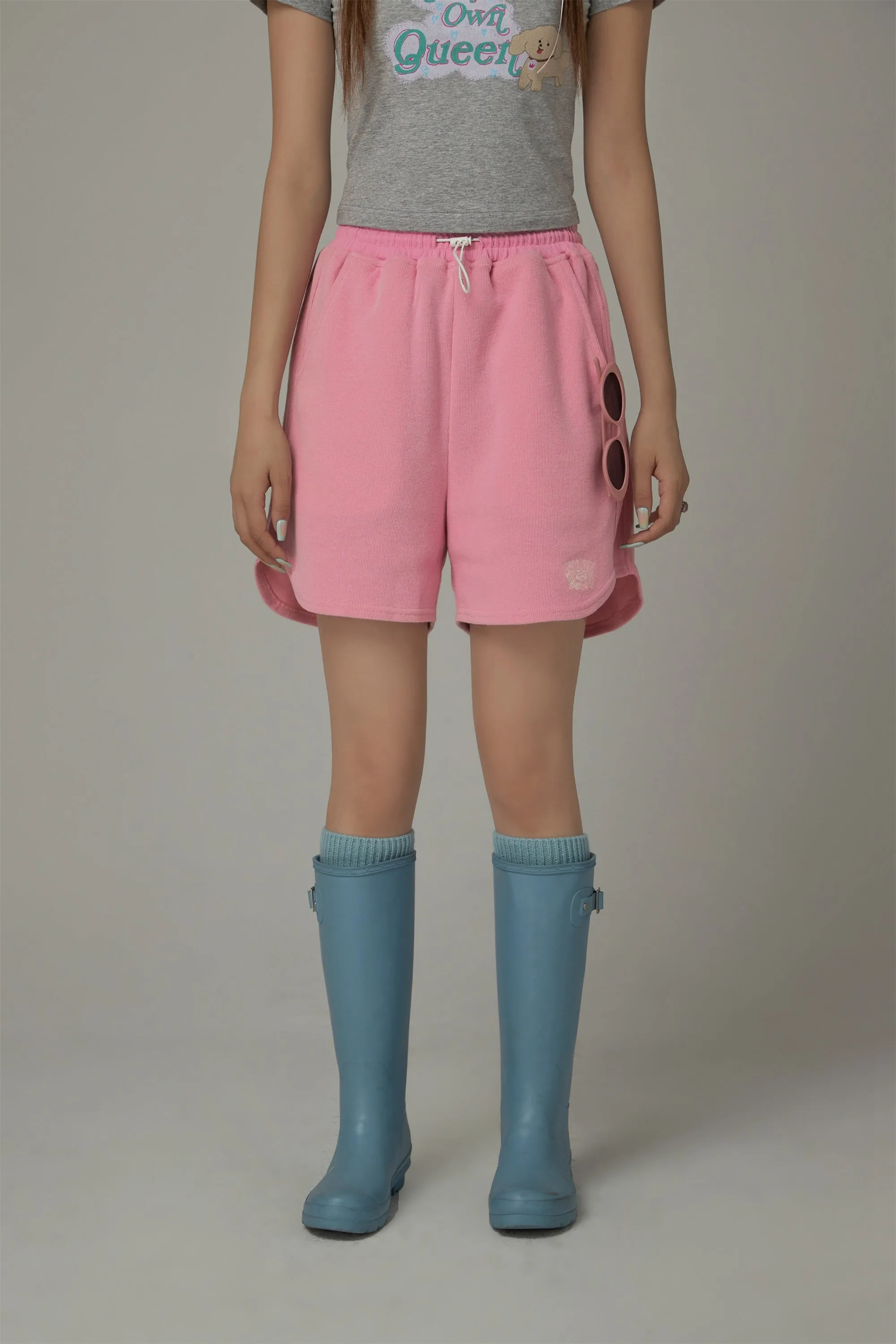 Elastic Waist Drawstring Sporty Shorts