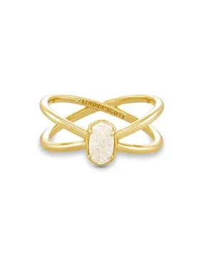 Emilie Gold Double Band Ring in Iridescent Drusy by Kendra Scott