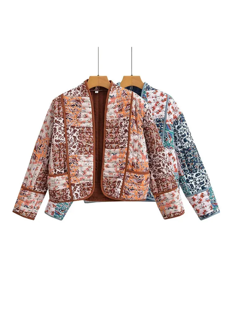 Fashion Floral Print Cotton Coat