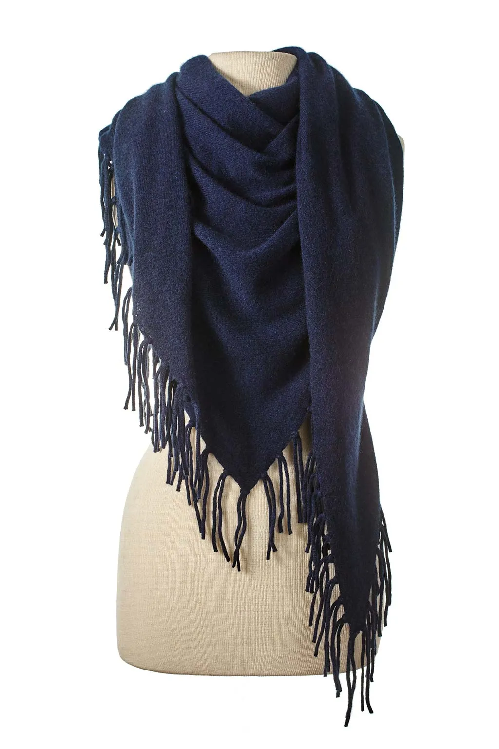 Fringed Triangle Wrap - True Navy