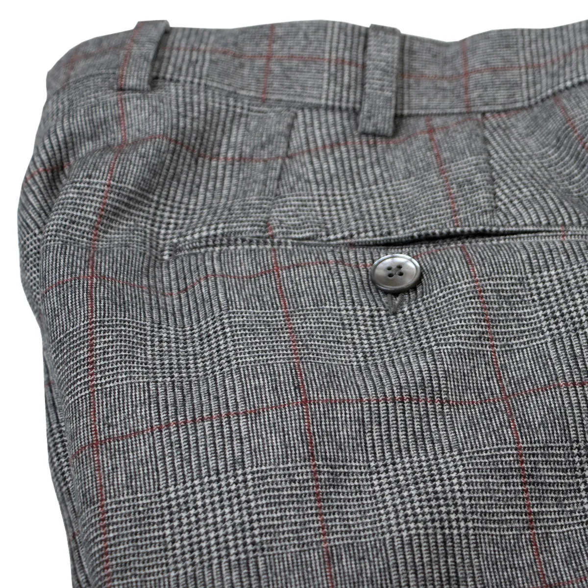 Grey & Red Prince of Wales Check Three Piece Suit