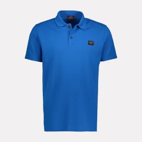 Heritage Logo Cotton Pique Polo Shirt with Open Sleeve / Electric Blue