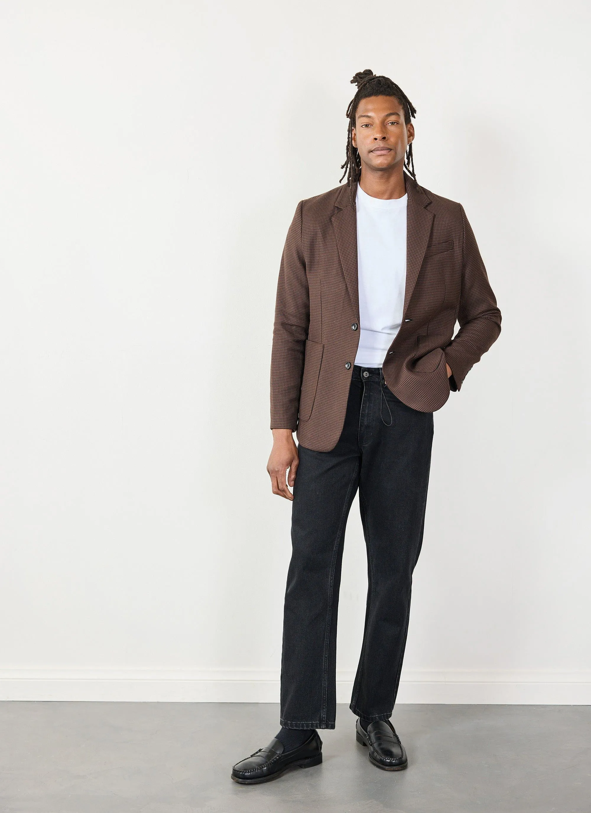 Houndstooth Tailored Blazer | Espresso