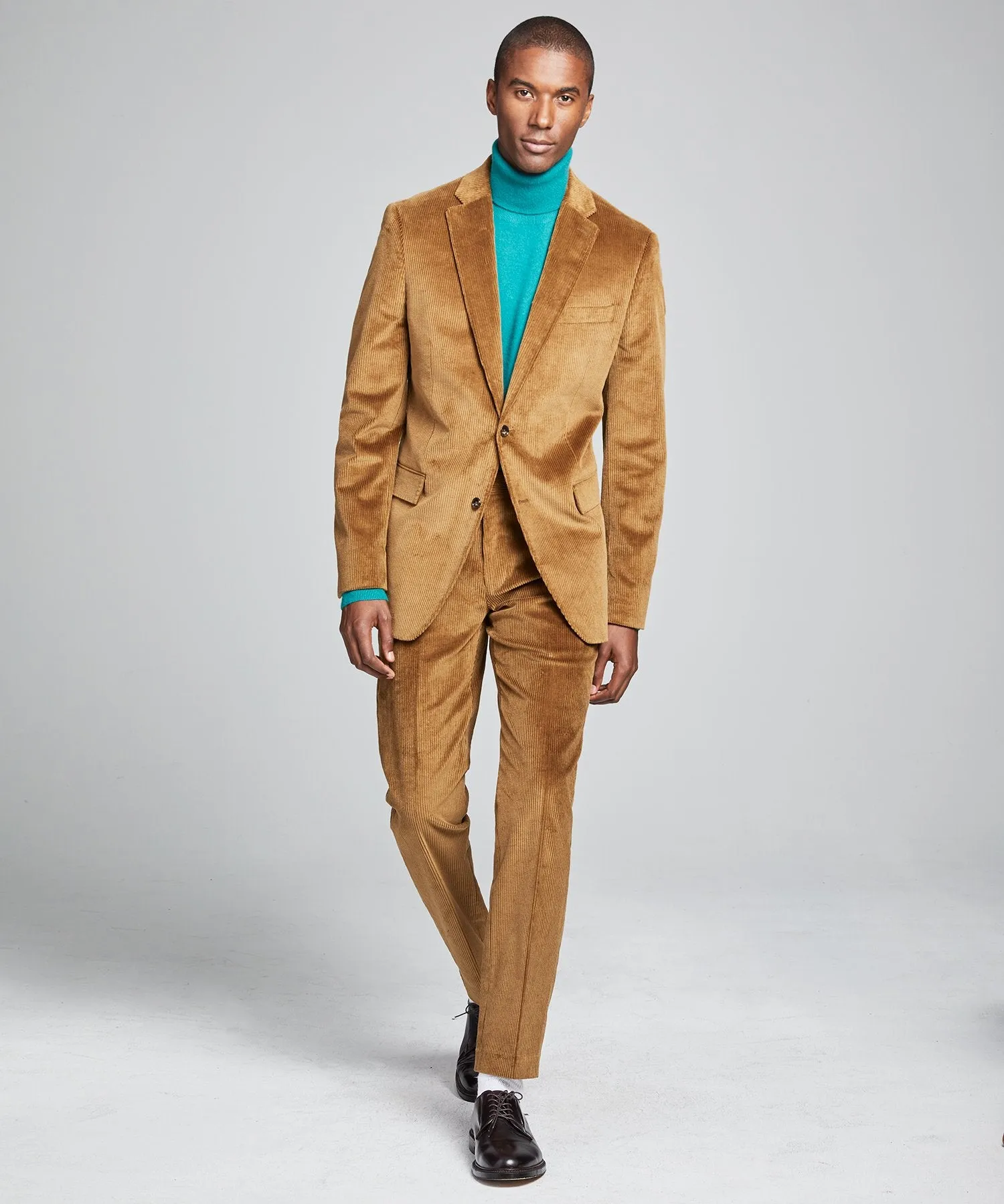 Italian Stretch Cord Sutton Suit in Camel