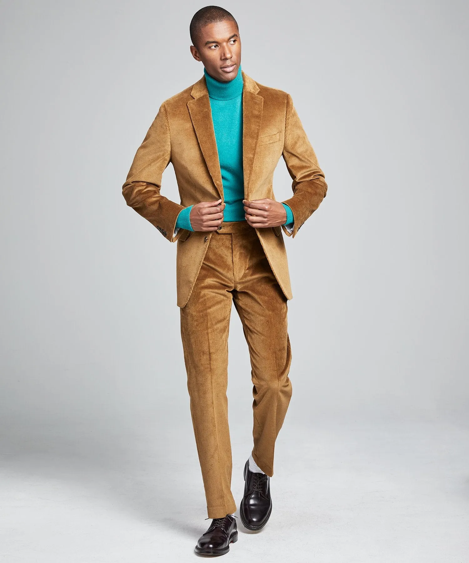 Italian Stretch Cord Sutton Suit in Camel