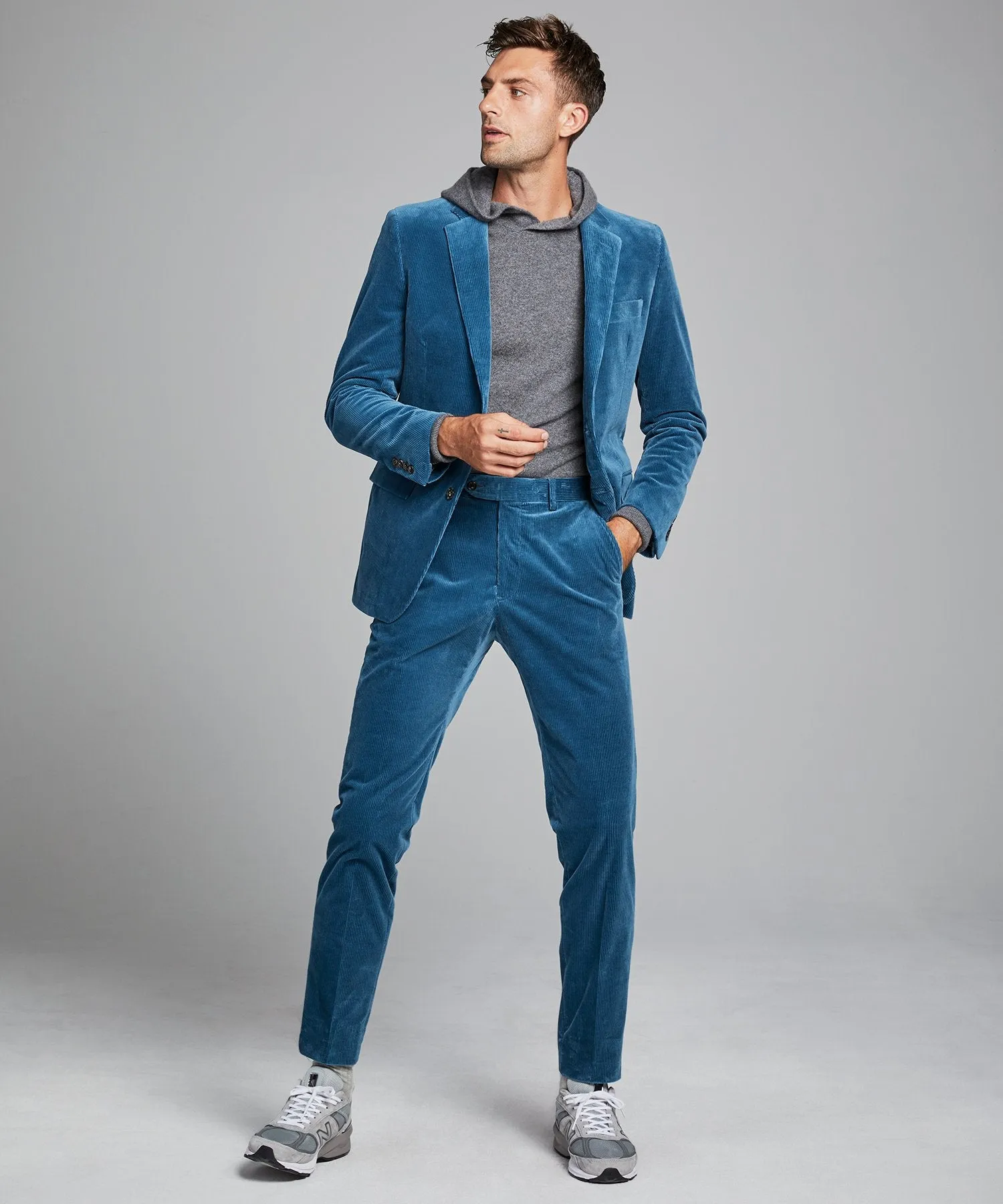 Italian Stretch Cord Sutton Suit in Teal