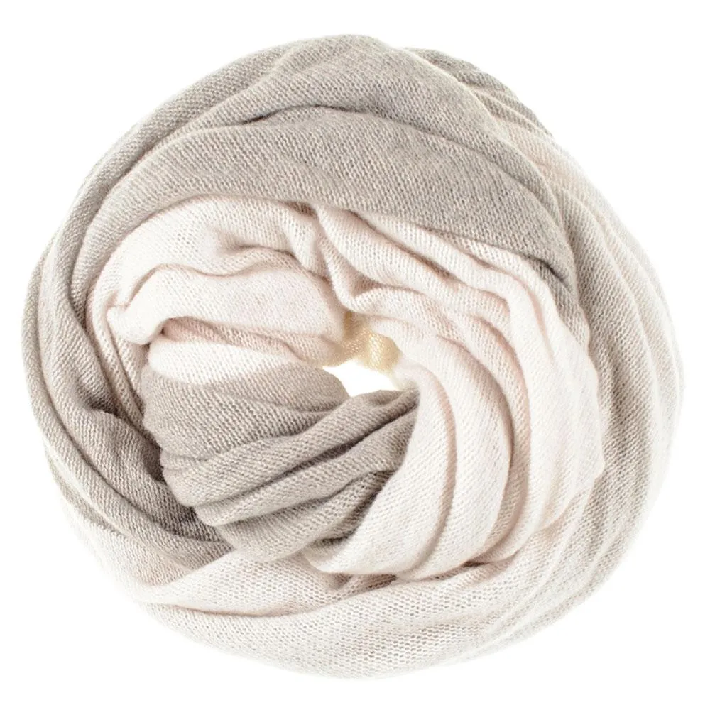 Light Brown and Beige Double Sided Long Cashmere Snood