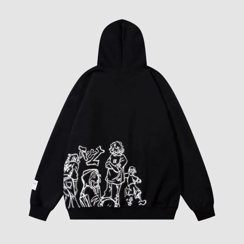 Line Person Printed Hoodies