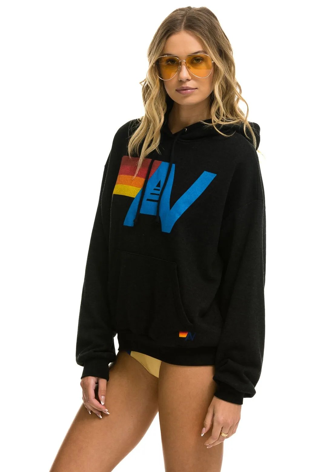 LOGO PULLOVER RELAXED HOODIE - BLACK