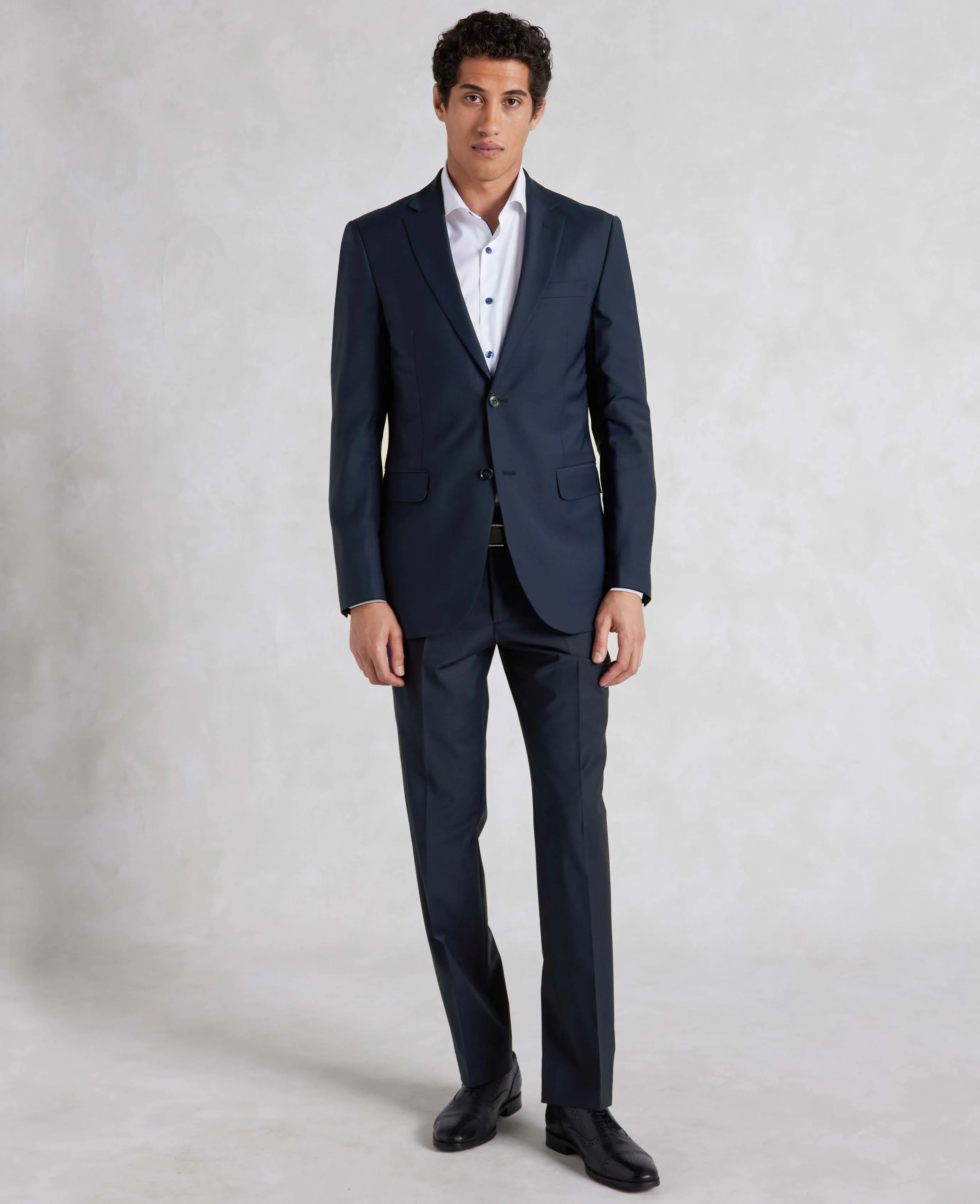 Navy Wool-Blend Tailored Suit