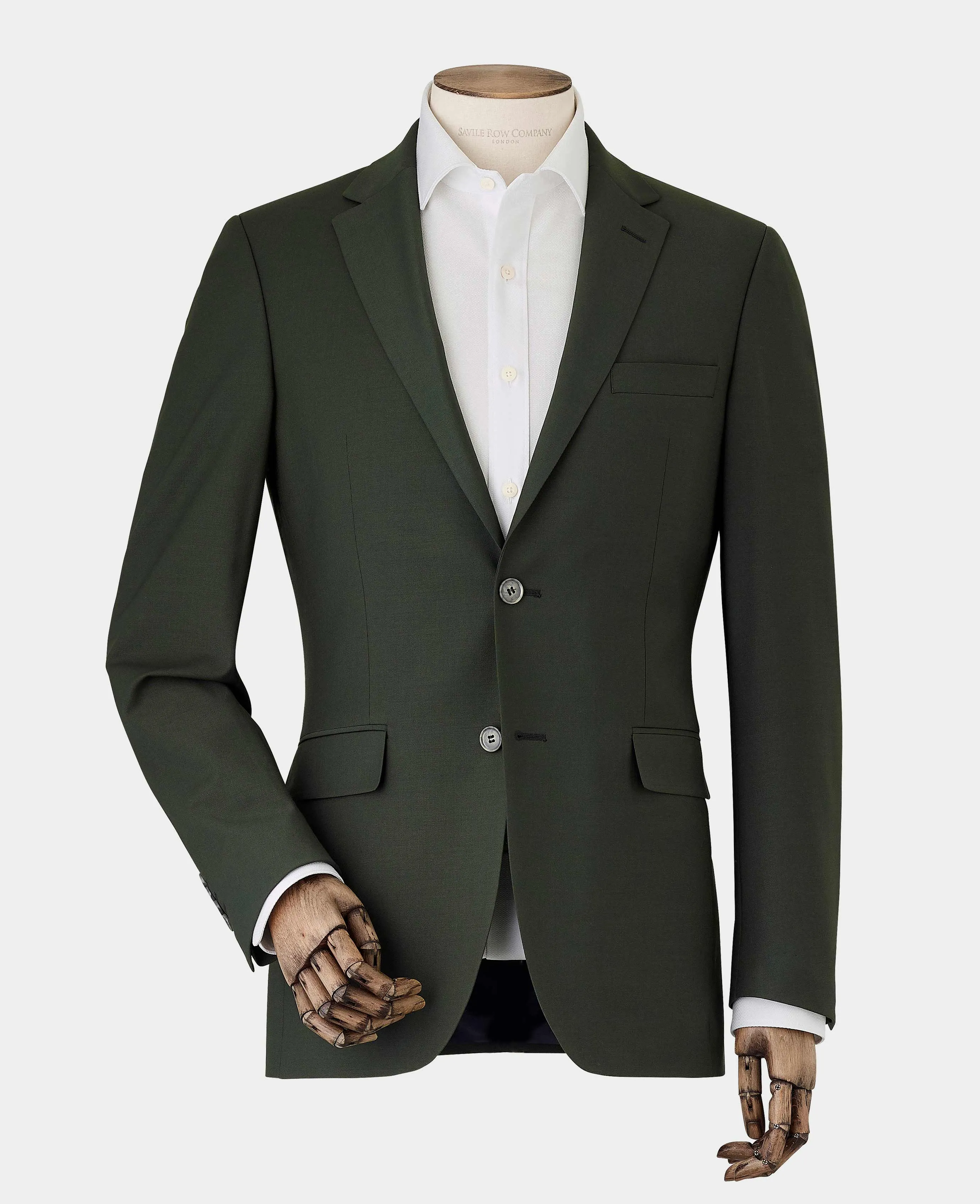 Olive Green Wool-Blend Suit