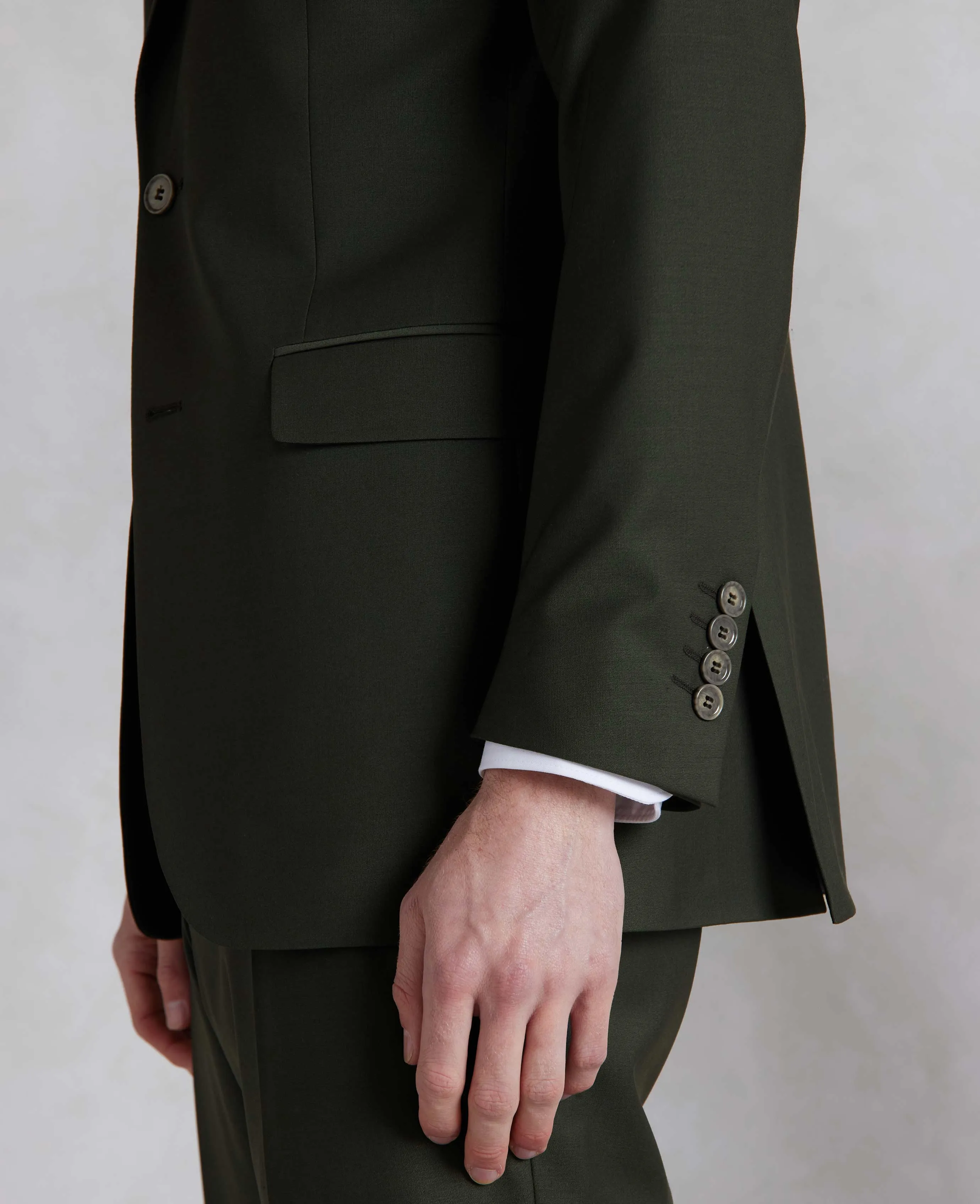 Olive Green Wool-Blend Suit