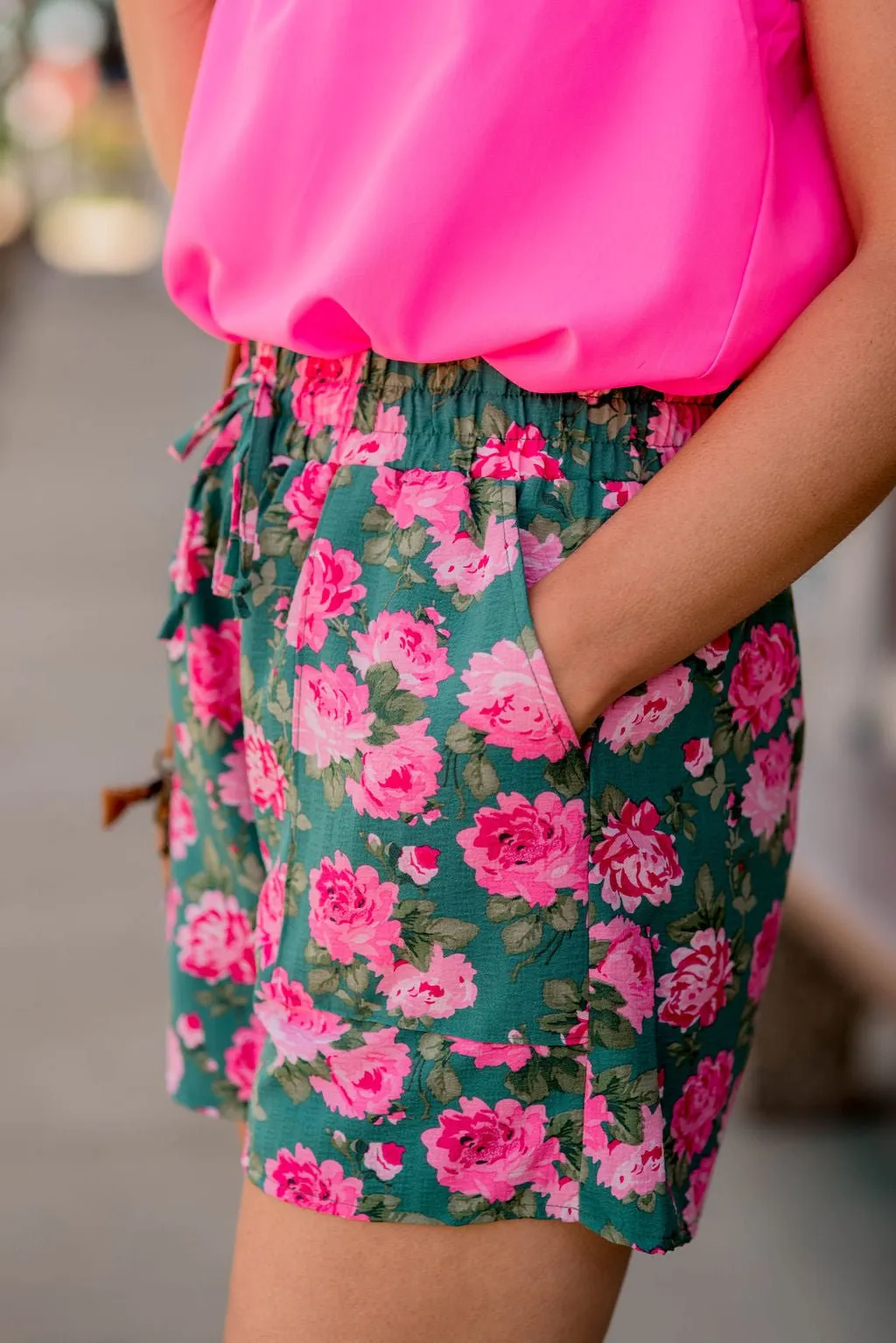 Peonies Drawstring Shorts