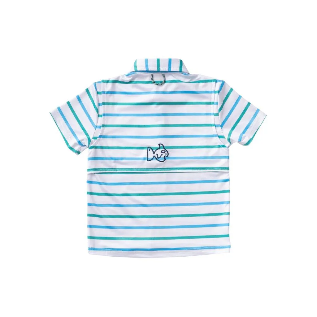 Prodoh Performance Polo in Water Garden Stripe