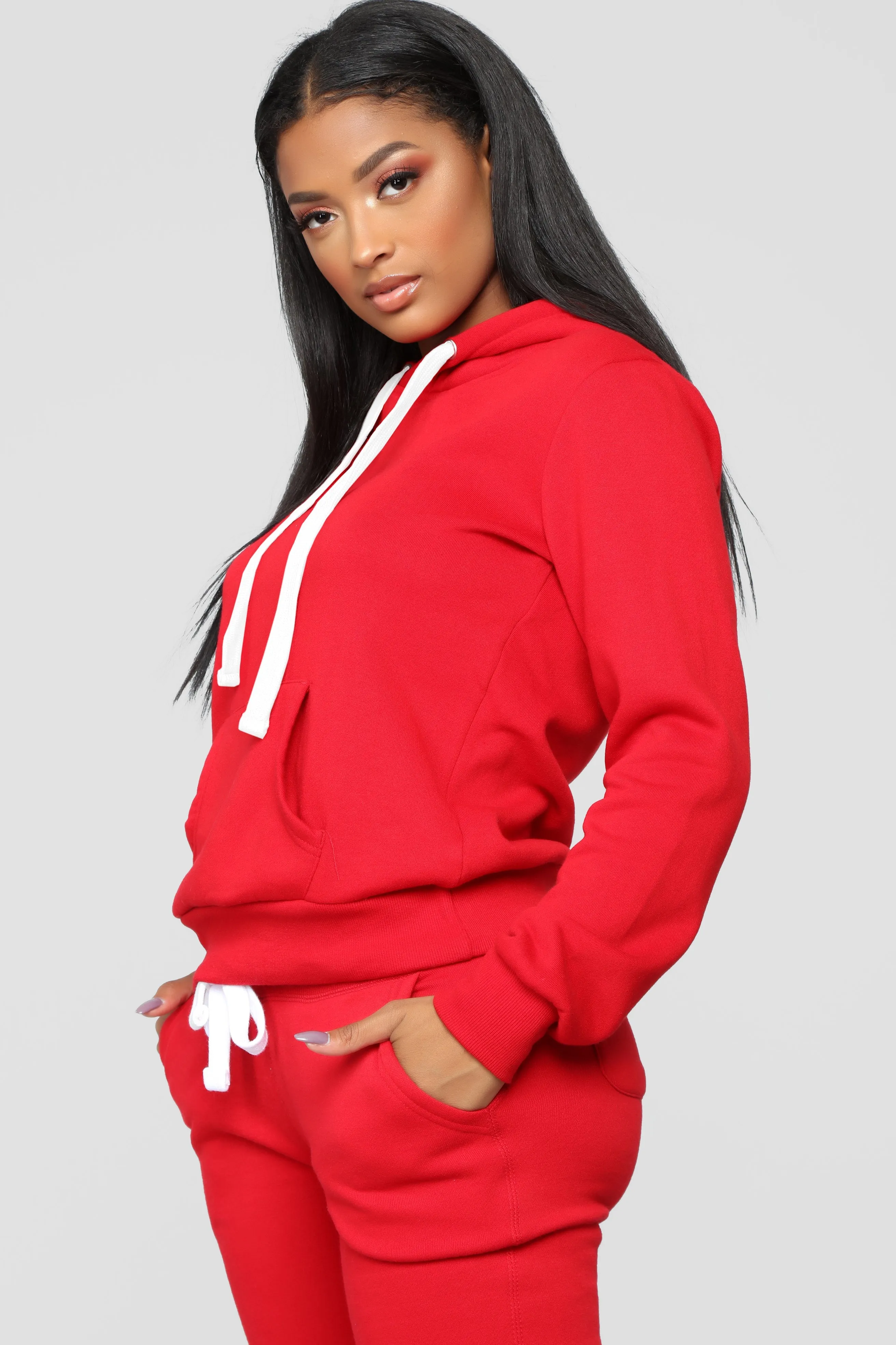 Relaxed Vibe Solid Hoodie - Red