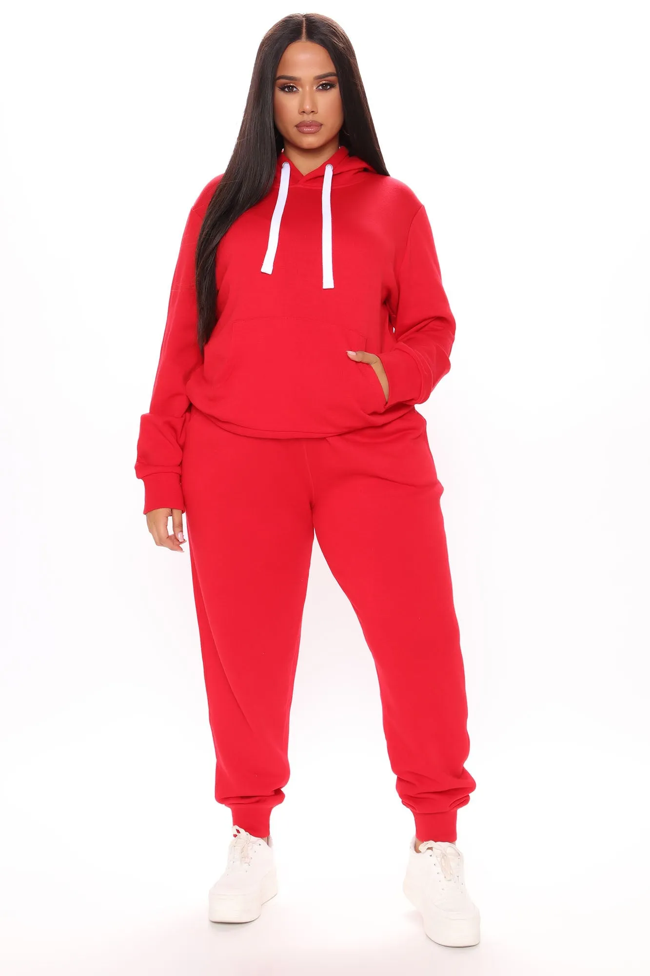 Relaxed Vibe Solid Hoodie - Red