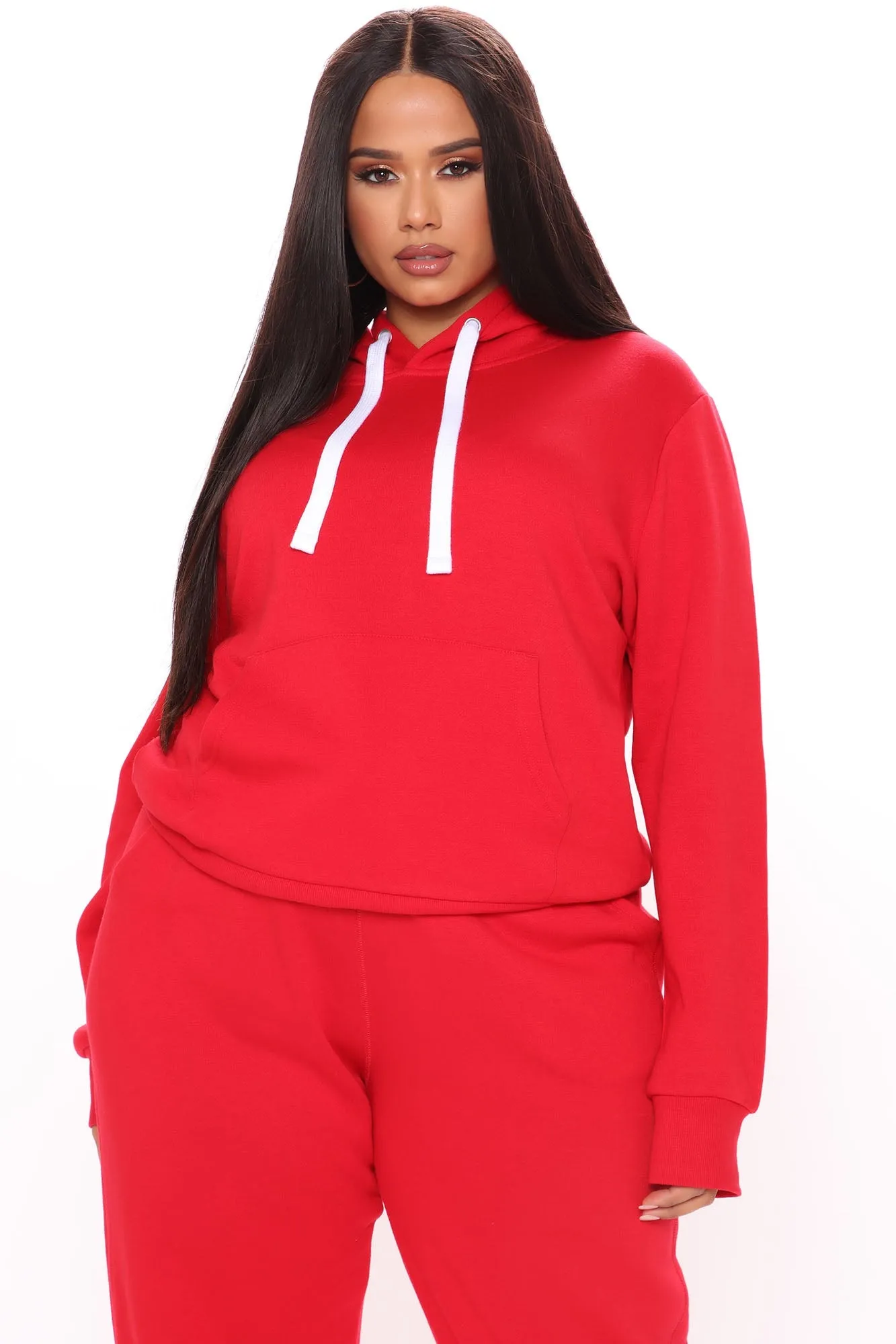 Relaxed Vibe Solid Hoodie - Red