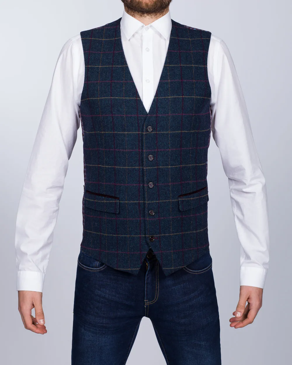 Skopes Doyle Slim Fit Tall Waistcoat (aqua/wine)