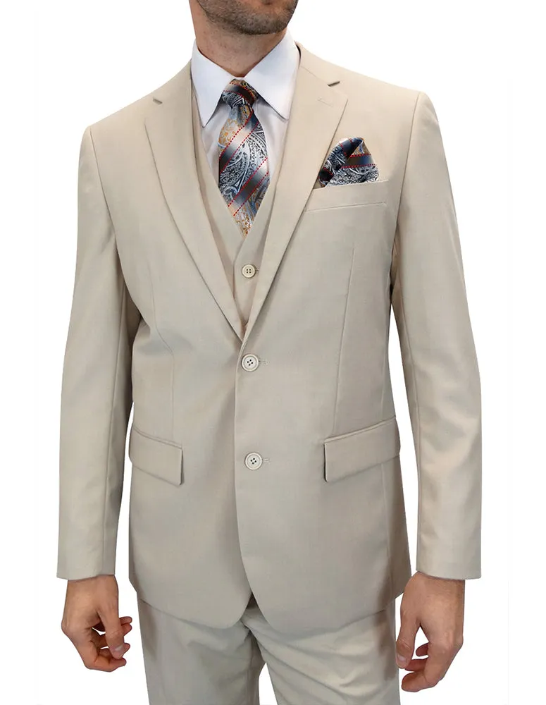 TAN TAILORED FIT 3 PC SUIT