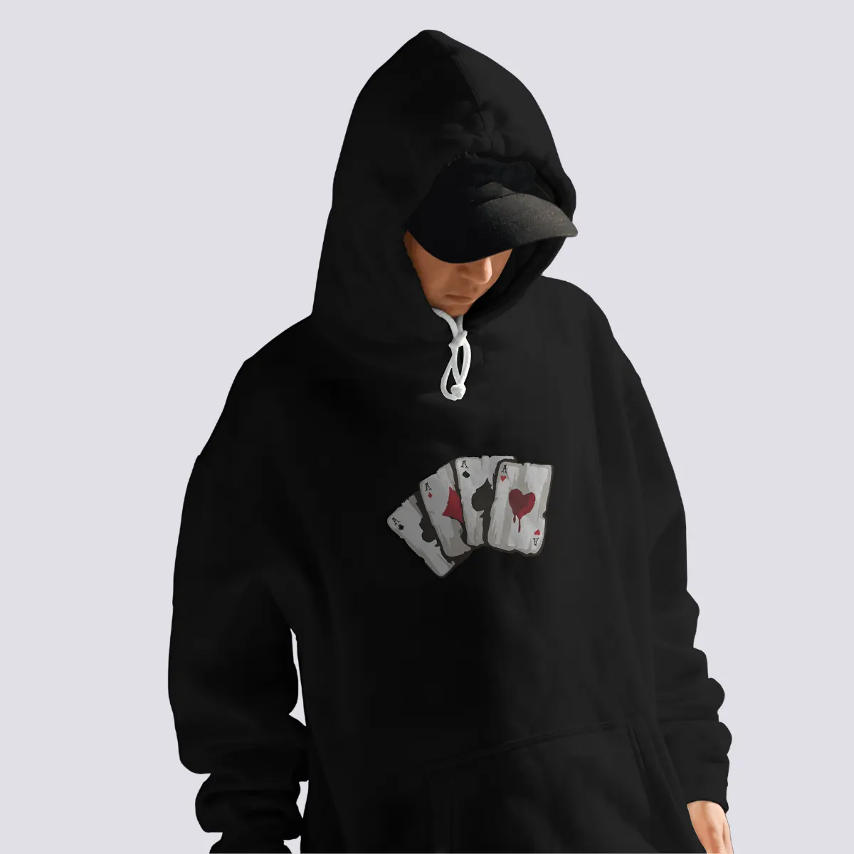 Teen Patti Relaxed Fit Black Hoodie For Men By DemonWear