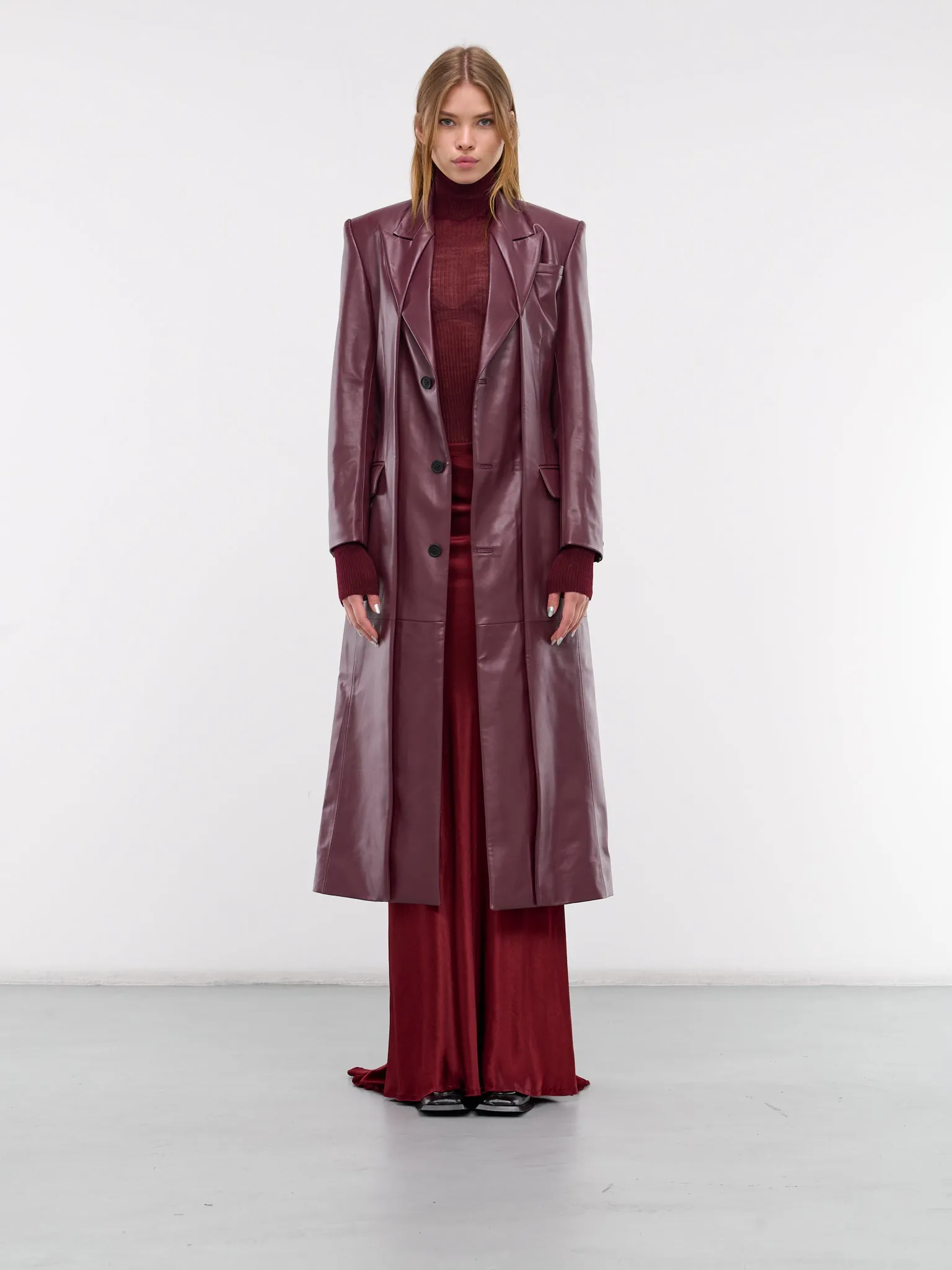 Vegan Leather Coat (COAT5BURG-VL-BURGUNDY)