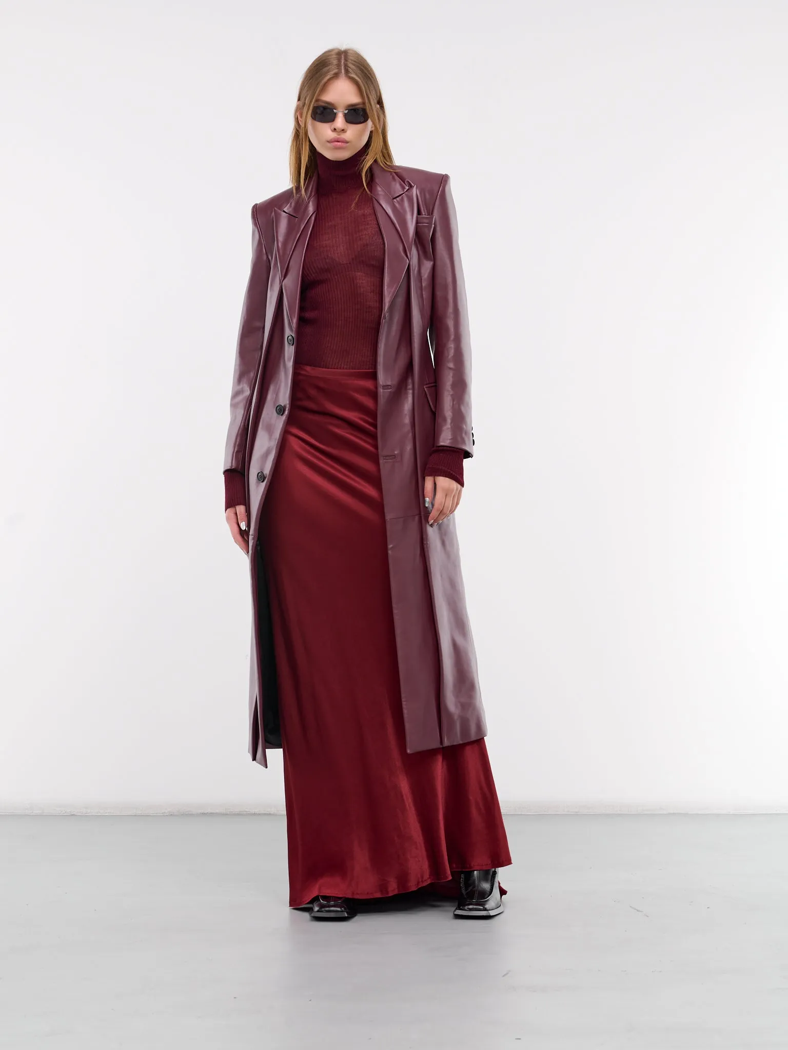 Vegan Leather Coat (COAT5BURG-VL-BURGUNDY)