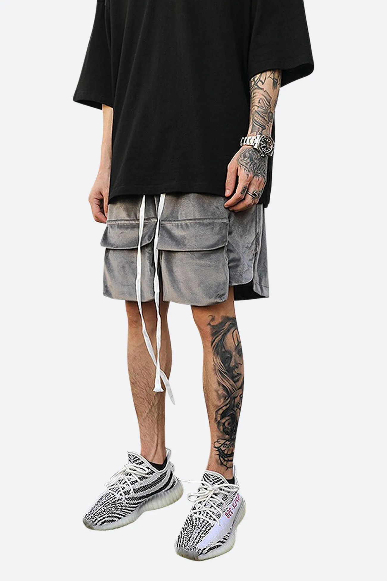 VELOUR CARGO SHORTS