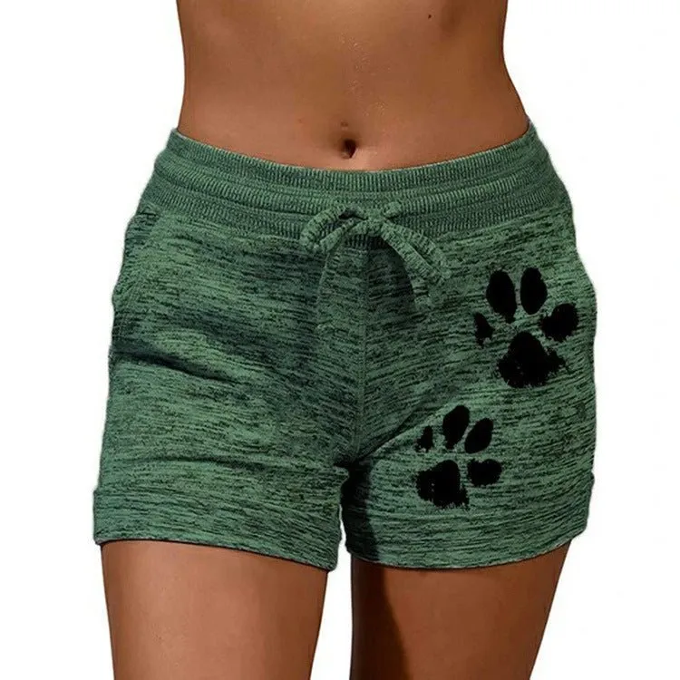 Women Summer Plus Size Shorts Cats Claw Print Drawstring Short Pants Loose Sports Fitness Breathable Shorts