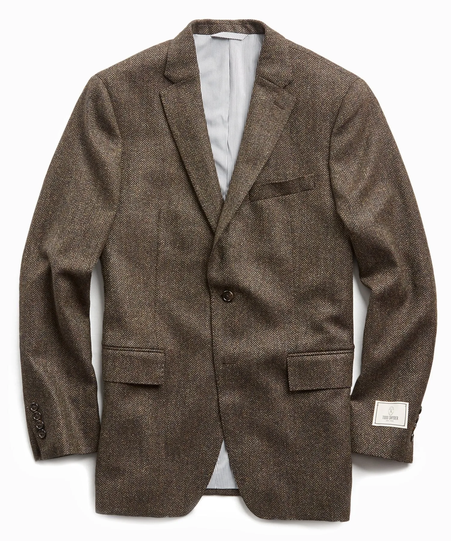 Wool Cashmere Herringbone Sutton Suit in Olive